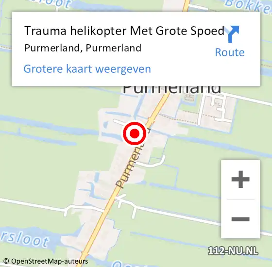 Locatie op kaart van de 112 melding: Trauma helikopter Met Grote Spoed Naar Purmerland, Purmerland op 13 februari 2022 18:50