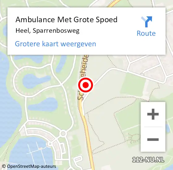 Locatie op kaart van de 112 melding: Ambulance Met Grote Spoed Naar Heel, Sparrenbosweg op 13 februari 2022 19:47