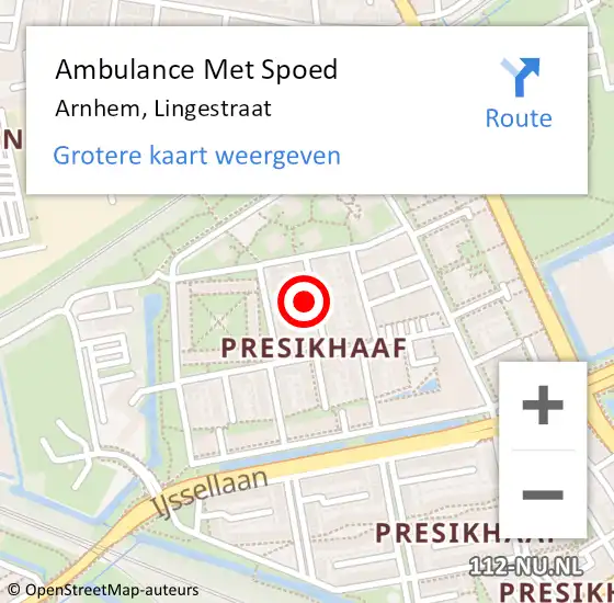 Locatie op kaart van de 112 melding: Ambulance Met Spoed Naar Arnhem, Lingestraat op 13 februari 2022 21:13
