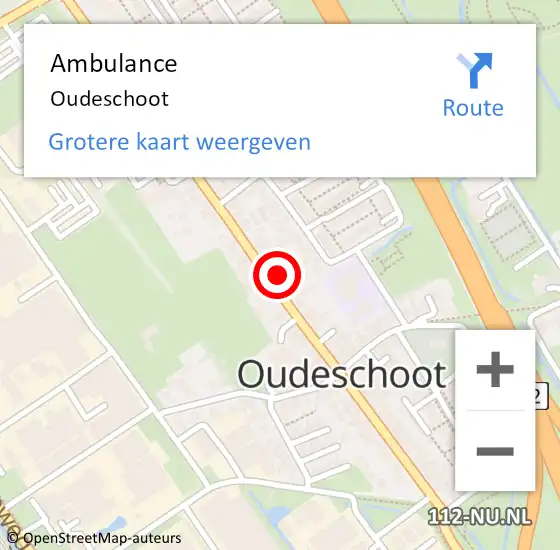 Locatie op kaart van de 112 melding: Ambulance Oudeschoot op 13 februari 2022 22:03
