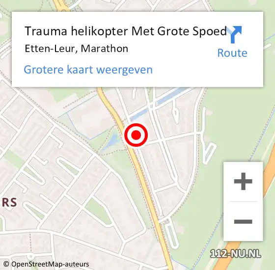 Locatie op kaart van de 112 melding: Trauma helikopter Met Grote Spoed Naar Etten-Leur, Marathon op 14 februari 2022 08:08