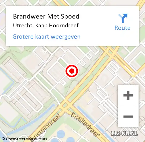 Locatie op kaart van de 112 melding: Brandweer Met Spoed Naar Utrecht, Kaap Hoorndreef op 14 februari 2022 09:11