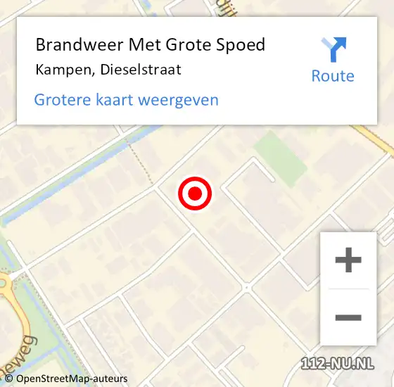Locatie op kaart van de 112 melding: Brandweer Met Grote Spoed Naar Kampen, Dieselstraat op 14 februari 2022 09:54