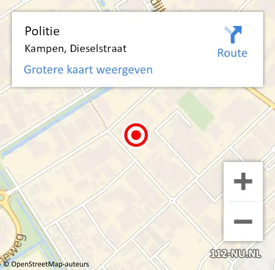 Locatie op kaart van de 112 melding: Politie Kampen, Dieselstraat op 14 februari 2022 10:09