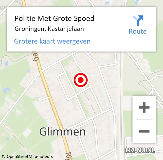 Locatie op kaart van de 112 melding: Politie Met Grote Spoed Naar Groningen, Kastanjelaan op 14 februari 2022 12:19