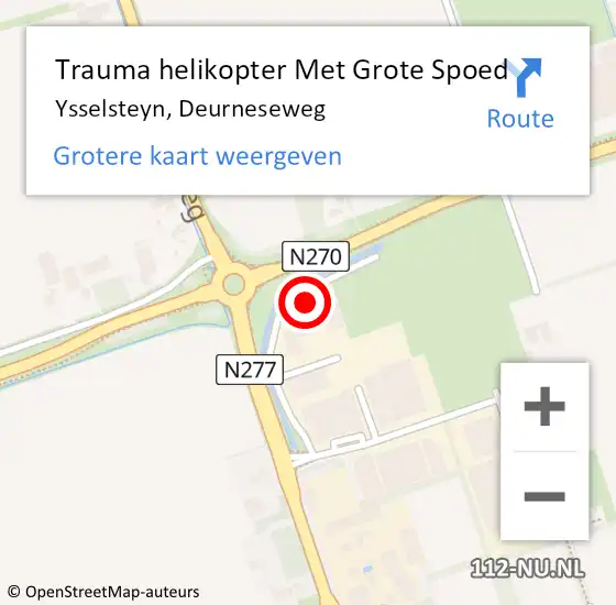 Locatie op kaart van de 112 melding: Trauma helikopter Met Grote Spoed Naar Ysselsteyn, Deurneseweg op 14 februari 2022 13:20