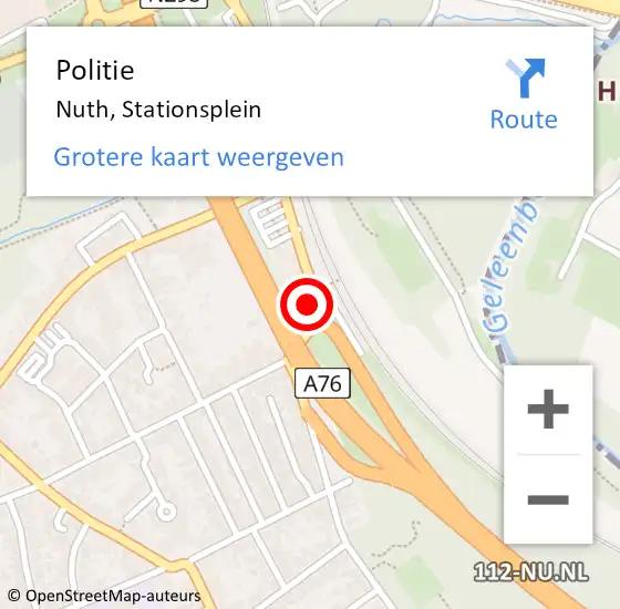 Locatie op kaart van de 112 melding: Politie Nuth, Stationsplein op 14 februari 2022 15:45