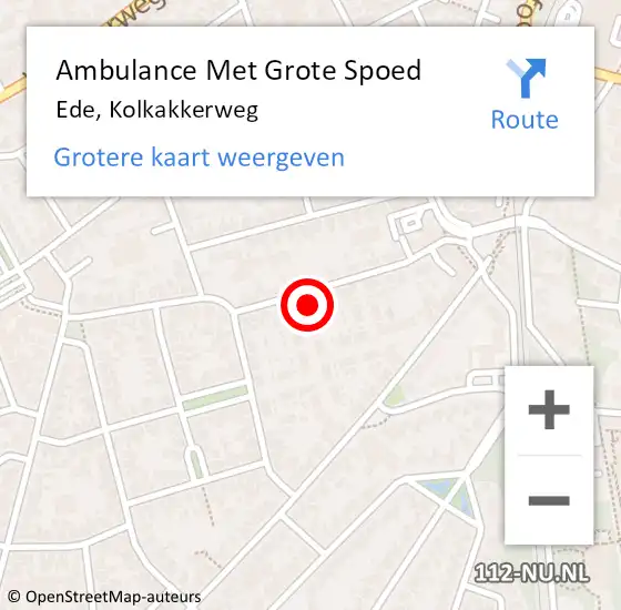 Locatie op kaart van de 112 melding: Ambulance Met Grote Spoed Naar Ede, Kolkakkerweg op 14 februari 2022 17:13
