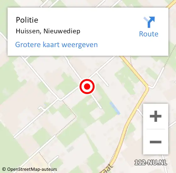 Locatie op kaart van de 112 melding: Politie Huissen, Nieuwediep op 14 februari 2022 17:17