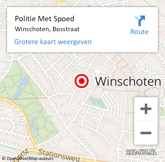 Locatie op kaart van de 112 melding: Politie Met Spoed Naar Winschoten, Bosstraat op 14 februari 2022 18:06