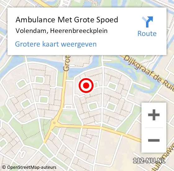 Locatie op kaart van de 112 melding: Ambulance Met Grote Spoed Naar Volendam, Heerenbreeckplein op 14 februari 2022 18:53