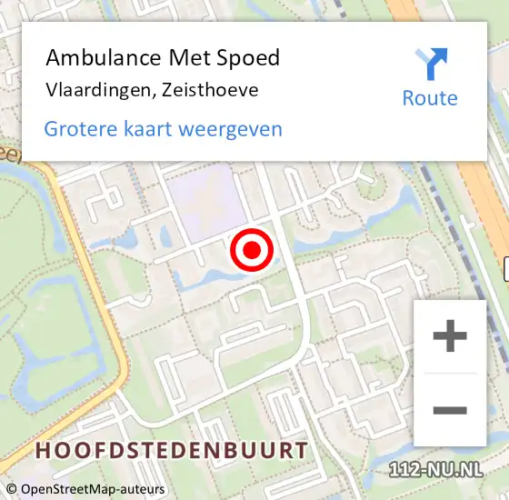 Locatie op kaart van de 112 melding: Ambulance Met Spoed Naar Vlaardingen, Zeisthoeve op 15 februari 2022 03:15