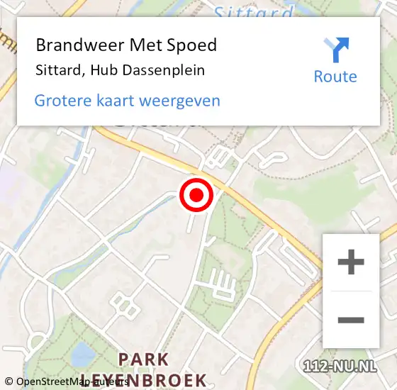 Locatie op kaart van de 112 melding: Brandweer Met Spoed Naar Sittard, Hub Dassenplein op 15 februari 2022 11:36