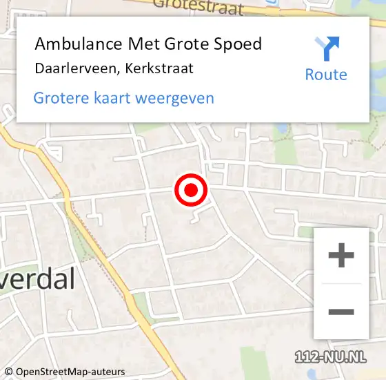 Locatie op kaart van de 112 melding: Ambulance Met Grote Spoed Naar Daarlerveen, Kerkstraat op 15 februari 2022 12:08