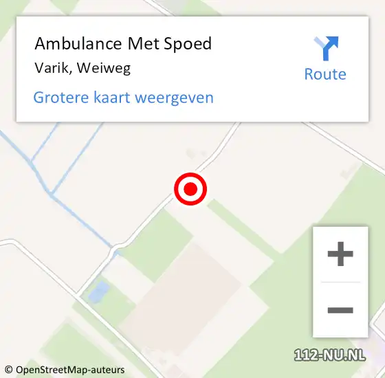 Locatie op kaart van de 112 melding: Ambulance Met Spoed Naar Varik, Weiweg op 15 februari 2022 13:43