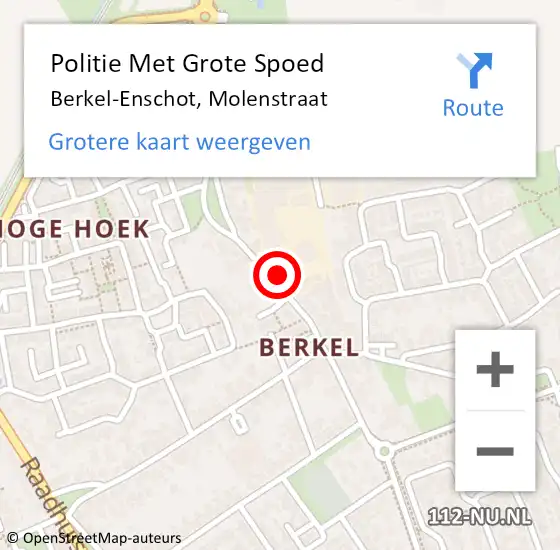 Locatie op kaart van de 112 melding: Politie Met Grote Spoed Naar Berkel-Enschot, Molenstraat op 15 februari 2022 14:46