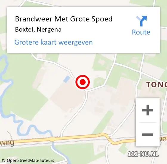 Locatie op kaart van de 112 melding: Brandweer Met Grote Spoed Naar Boxtel, Nergena op 15 februari 2022 16:48