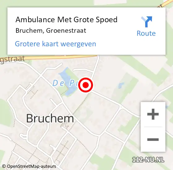 Locatie op kaart van de 112 melding: Ambulance Met Grote Spoed Naar Bruchem, Groenestraat op 15 februari 2022 17:46