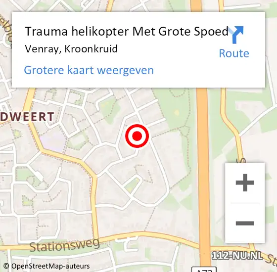 Locatie op kaart van de 112 melding: Trauma helikopter Met Grote Spoed Naar Venray, Kroonkruid op 15 februari 2022 20:14