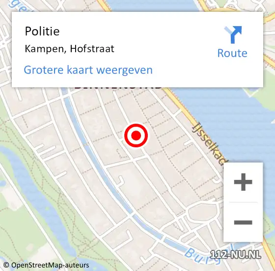 Locatie op kaart van de 112 melding: Politie Kampen, Hofstraat op 15 februari 2022 22:53
