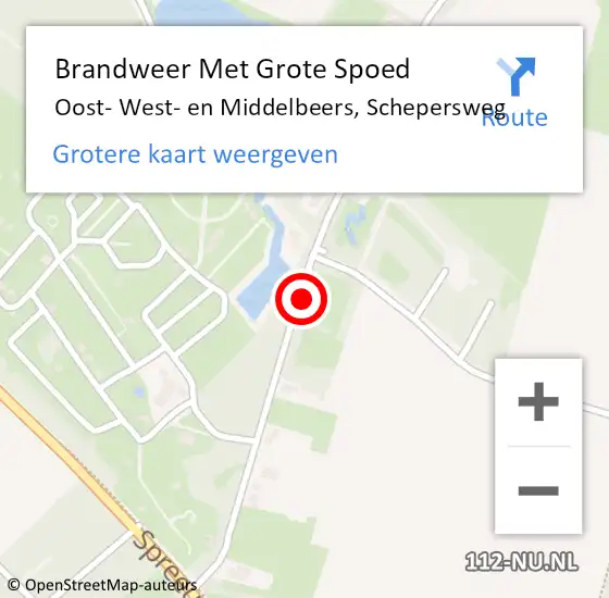 Locatie op kaart van de 112 melding: Brandweer Met Grote Spoed Naar Oost- West- en Middelbeers, Schepersweg op 16 februari 2022 03:44