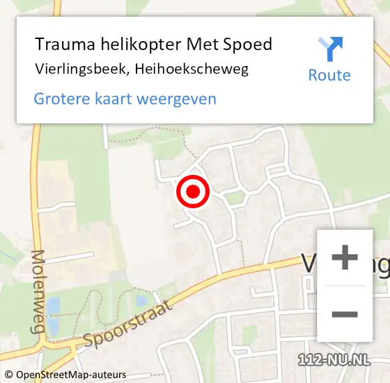Locatie op kaart van de 112 melding: Trauma helikopter Met Spoed Naar Vierlingsbeek, Heihoekscheweg op 16 februari 2022 04:44