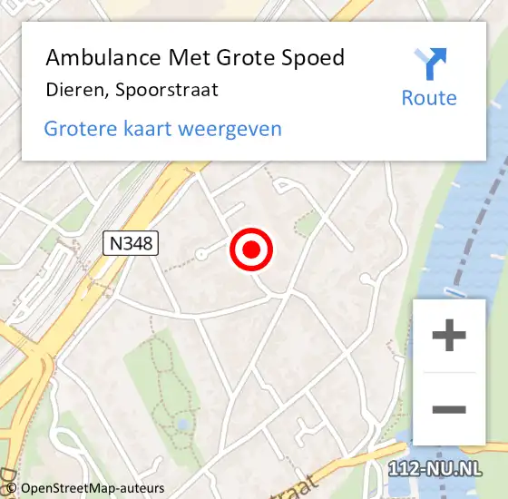 Locatie op kaart van de 112 melding: Ambulance Met Grote Spoed Naar Dieren, Spoorstraat op 16 februari 2022 08:13