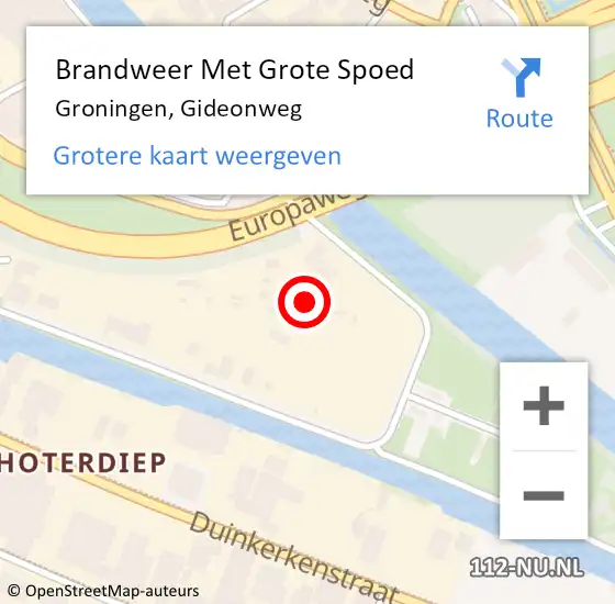 Locatie op kaart van de 112 melding: Brandweer Met Grote Spoed Naar Groningen, Gideonweg op 16 februari 2022 14:01