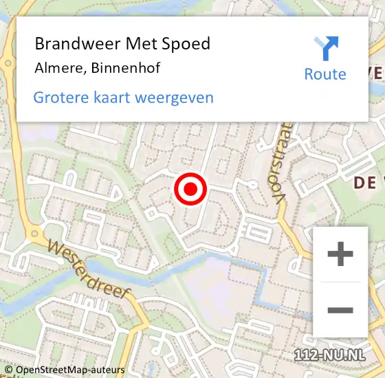Locatie op kaart van de 112 melding: Brandweer Met Spoed Naar Almere, Binnenhof op 16 februari 2022 14:13