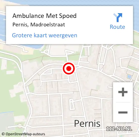 Locatie op kaart van de 112 melding: Ambulance Met Spoed Naar Pernis, Madroelstraat op 16 februari 2022 16:17