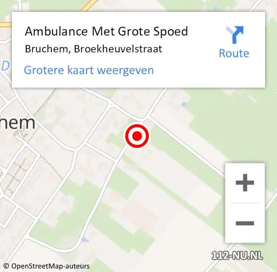 Locatie op kaart van de 112 melding: Ambulance Met Grote Spoed Naar Bruchem, Broekheuvelstraat op 16 februari 2022 16:40