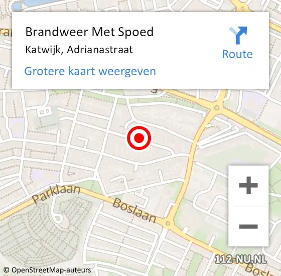 Locatie op kaart van de 112 melding: Brandweer Met Spoed Naar Katwijk, Adrianastraat op 16 februari 2022 16:42