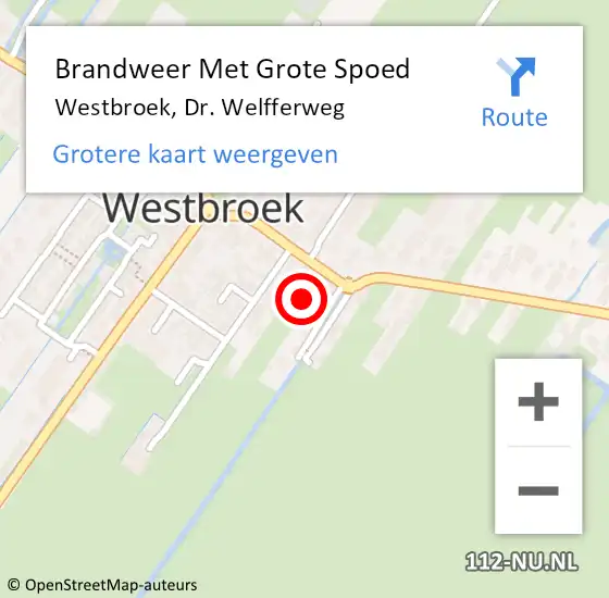 Locatie op kaart van de 112 melding: Brandweer Met Grote Spoed Naar Westbroek, Dr. Welfferweg op 16 februari 2022 18:14