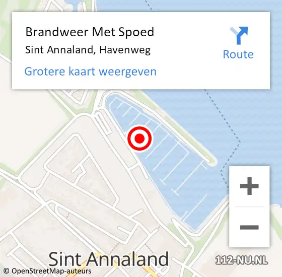 Locatie op kaart van de 112 melding: Brandweer Met Spoed Naar Sint Annaland, Havenweg op 16 februari 2022 18:40