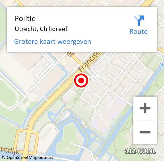 Locatie op kaart van de 112 melding: Politie Utrecht, Chilidreef op 16 februari 2022 19:34