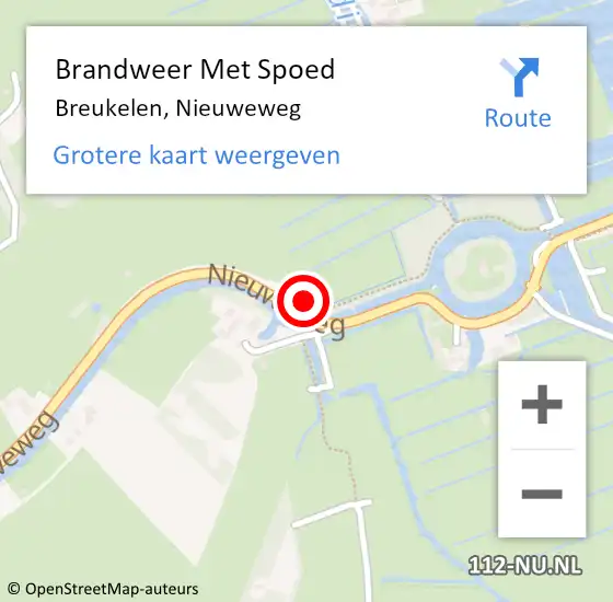 Locatie op kaart van de 112 melding: Brandweer Met Spoed Naar Breukelen, Nieuweweg op 16 februari 2022 20:00