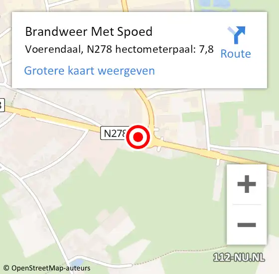 Locatie op kaart van de 112 melding: Brandweer Met Spoed Naar Voerendaal, N278 hectometerpaal: 7,8 op 16 februari 2022 20:16