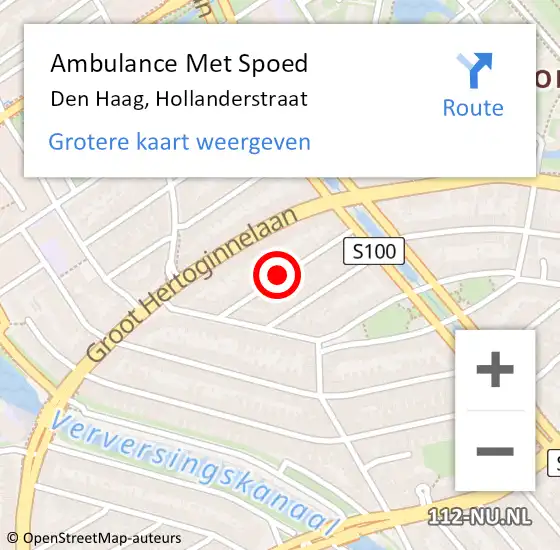Locatie op kaart van de 112 melding: Ambulance Met Spoed Naar Den Haag, Hollanderstraat op 16 februari 2022 21:00