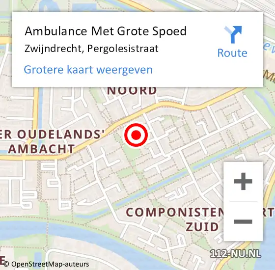 Locatie op kaart van de 112 melding: Ambulance Met Grote Spoed Naar Zwijndrecht, Pergolesistraat op 16 februari 2022 21:40