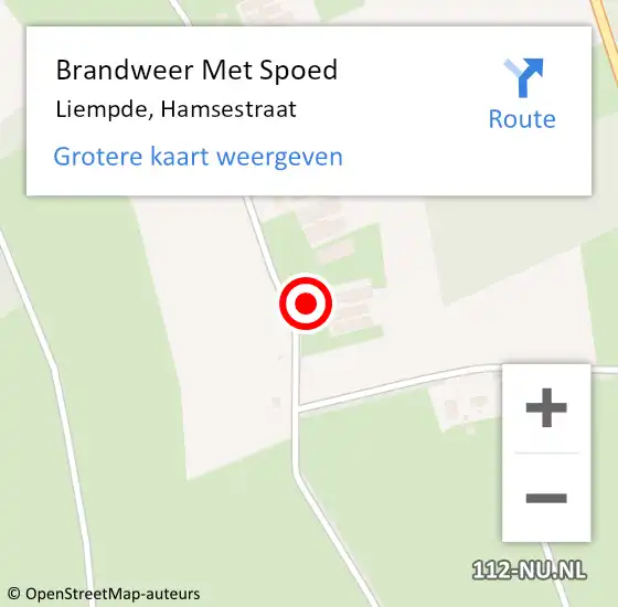 Locatie op kaart van de 112 melding: Brandweer Met Spoed Naar Liempde, Hamsestraat op 16 februari 2022 23:17