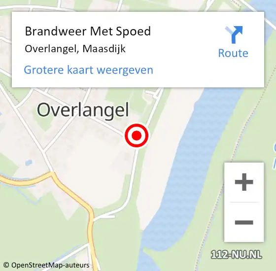 Locatie op kaart van de 112 melding: Brandweer Met Spoed Naar Overlangel, Maasdijk op 17 februari 2022 00:07