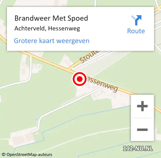 Locatie op kaart van de 112 melding: Brandweer Met Spoed Naar Achterveld, Hessenweg op 17 februari 2022 00:14