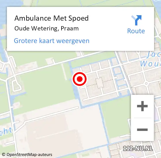 Locatie op kaart van de 112 melding: Ambulance Met Spoed Naar Oude Wetering, Praam op 17 februari 2022 00:31