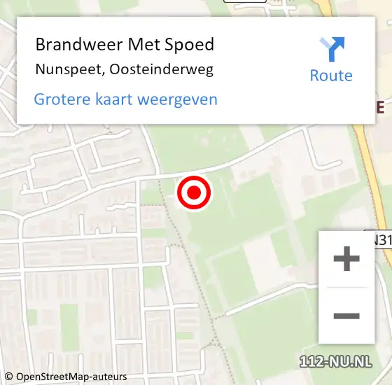 Locatie op kaart van de 112 melding: Brandweer Met Spoed Naar Nunspeet, Oosteinderweg op 17 februari 2022 01:19