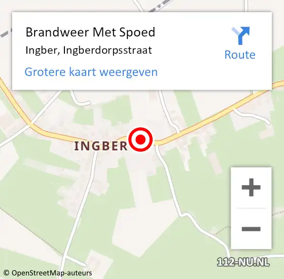 Locatie op kaart van de 112 melding: Brandweer Met Spoed Naar Ingber, Ingberdorpsstraat op 17 februari 2022 02:01