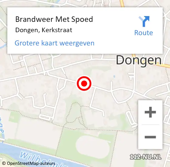 Locatie op kaart van de 112 melding: Brandweer Met Spoed Naar Dongen, Kerkstraat op 17 februari 2022 02:37