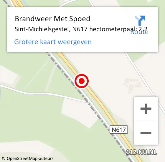 Locatie op kaart van de 112 melding: Brandweer Met Spoed Naar Sint-Michielsgestel, N617 hectometerpaal: 2,2 op 17 februari 2022 03:19