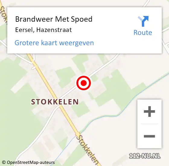 Locatie op kaart van de 112 melding: Brandweer Met Spoed Naar Eersel, Hazenstraat op 17 februari 2022 04:15