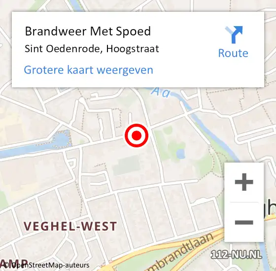 Locatie op kaart van de 112 melding: Brandweer Met Spoed Naar Sint Oedenrode, Hoogstraat op 17 februari 2022 04:32