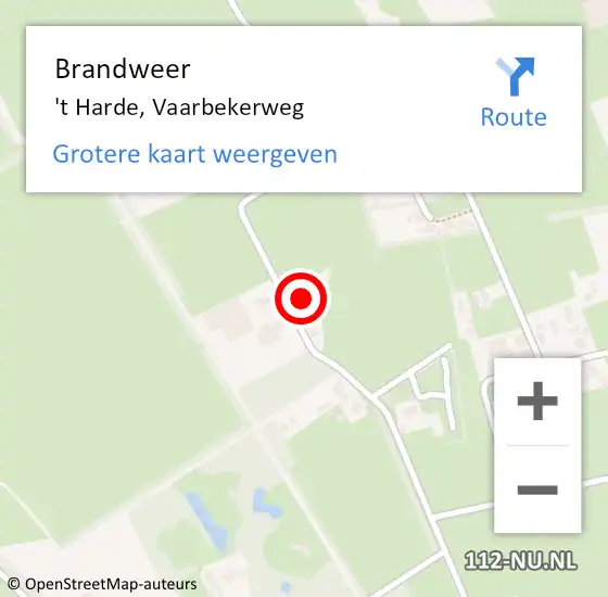 Locatie op kaart van de 112 melding: Brandweer 't Harde, Vaarbekerweg op 17 februari 2022 04:35